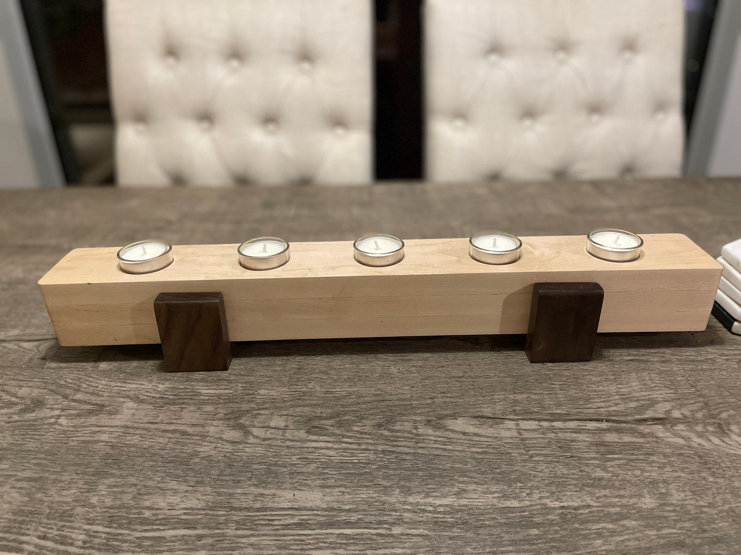 Maple and Walnut Tea Light Holder