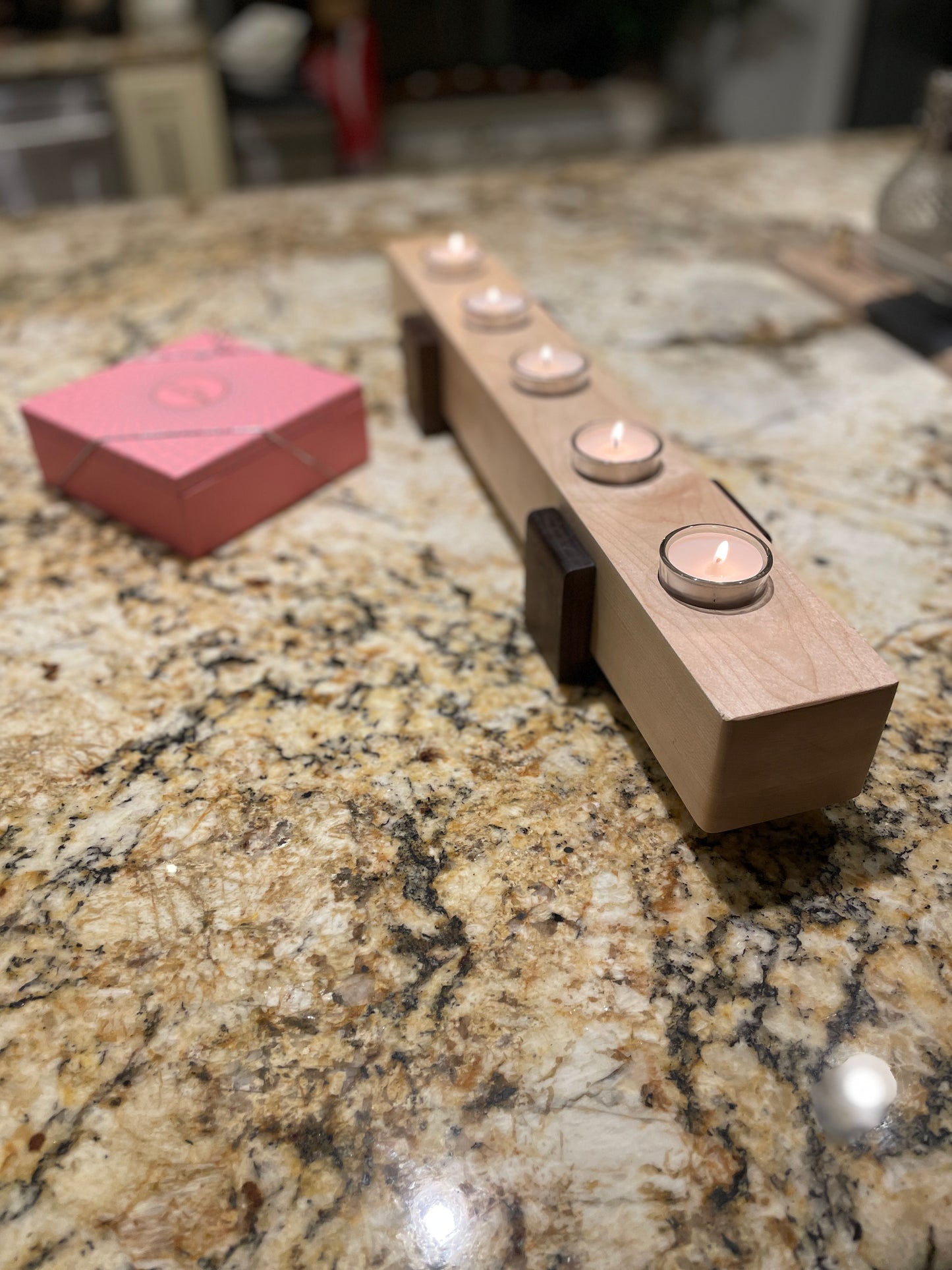 Maple and Walnut Tea Light Holder