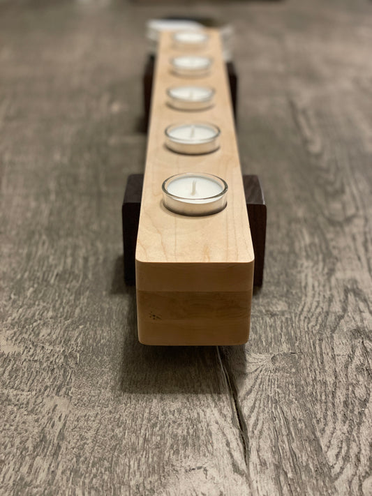 Maple and Walnut Tea Light Holder