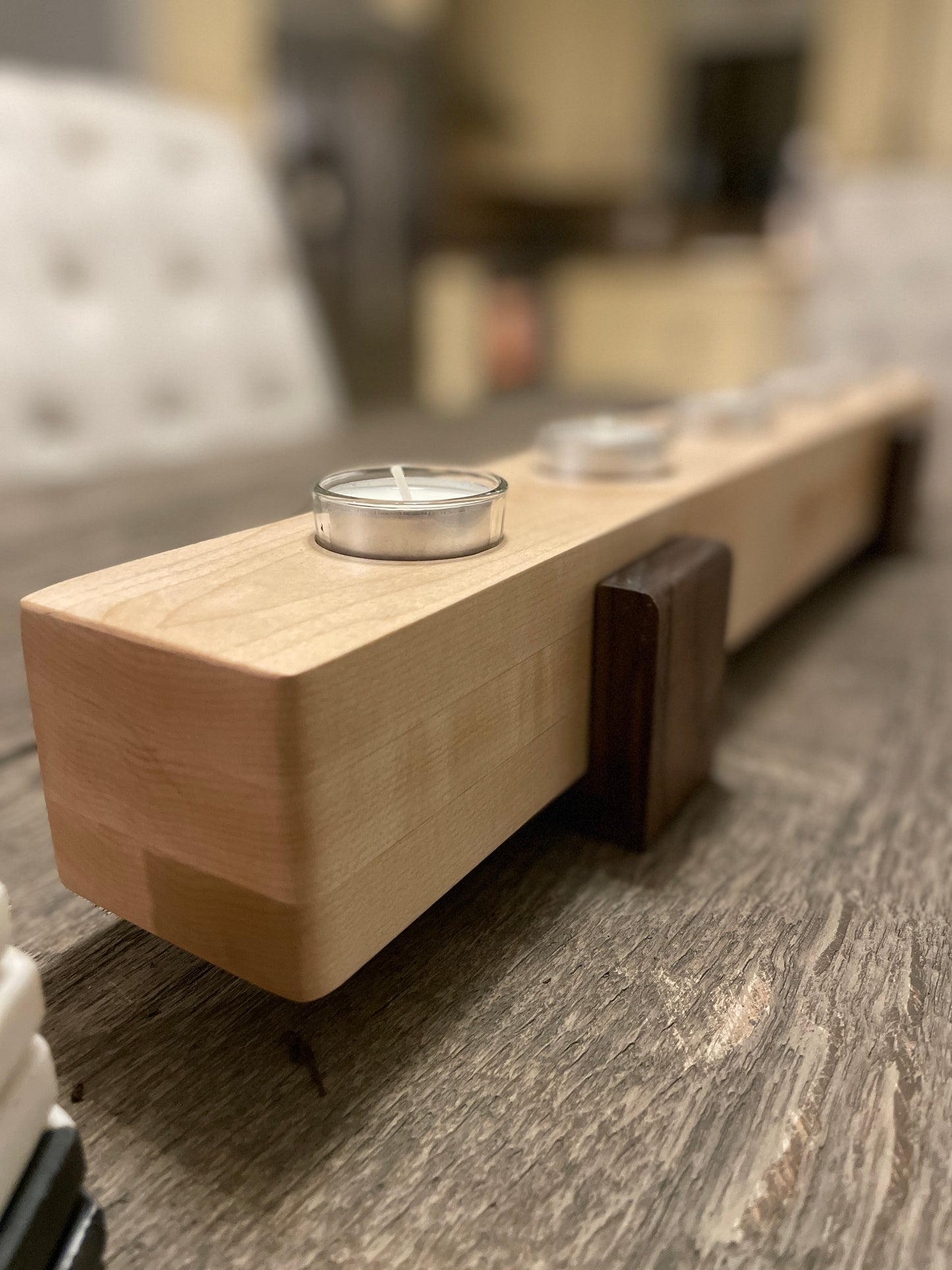 Maple and Walnut Tea Light Holder