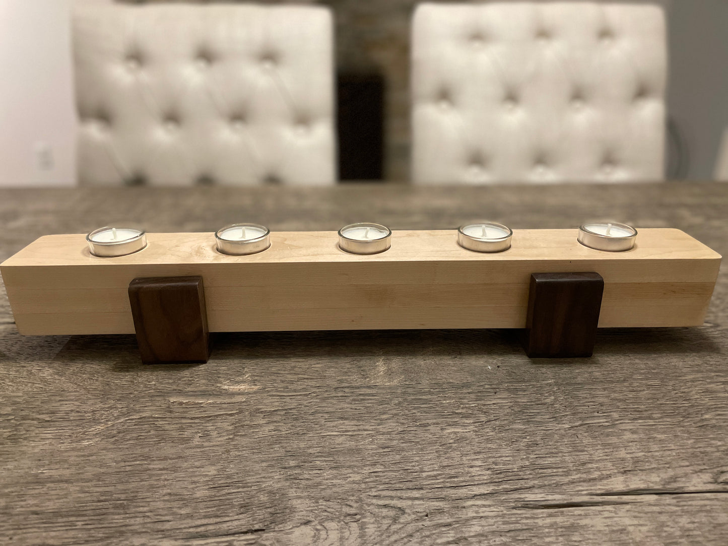 Maple and Walnut Tea Light Holder