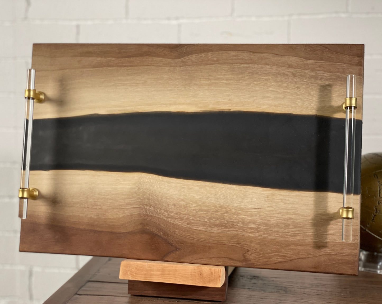 Large Charcuterie Board - Midnight Walnut | Epoxy Live Edge Cheese Tray | Decorative tray